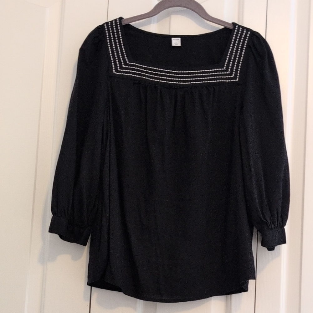 Square Neck Black Women's Top